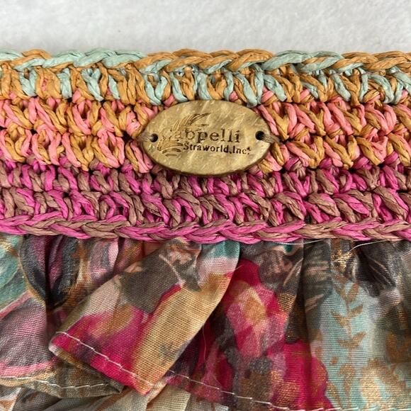 Cappelli Straw World Women’s Ruffled Clutch Purse | Floral | Straw Multicolor - Picture 3 of 7